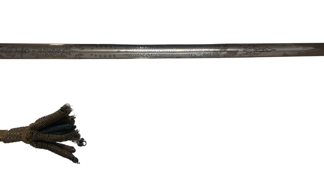 Scarce Original U.S. Civil War M1852 USN Navy Officer's Sword with Scabbard & Hanger Chain - 7