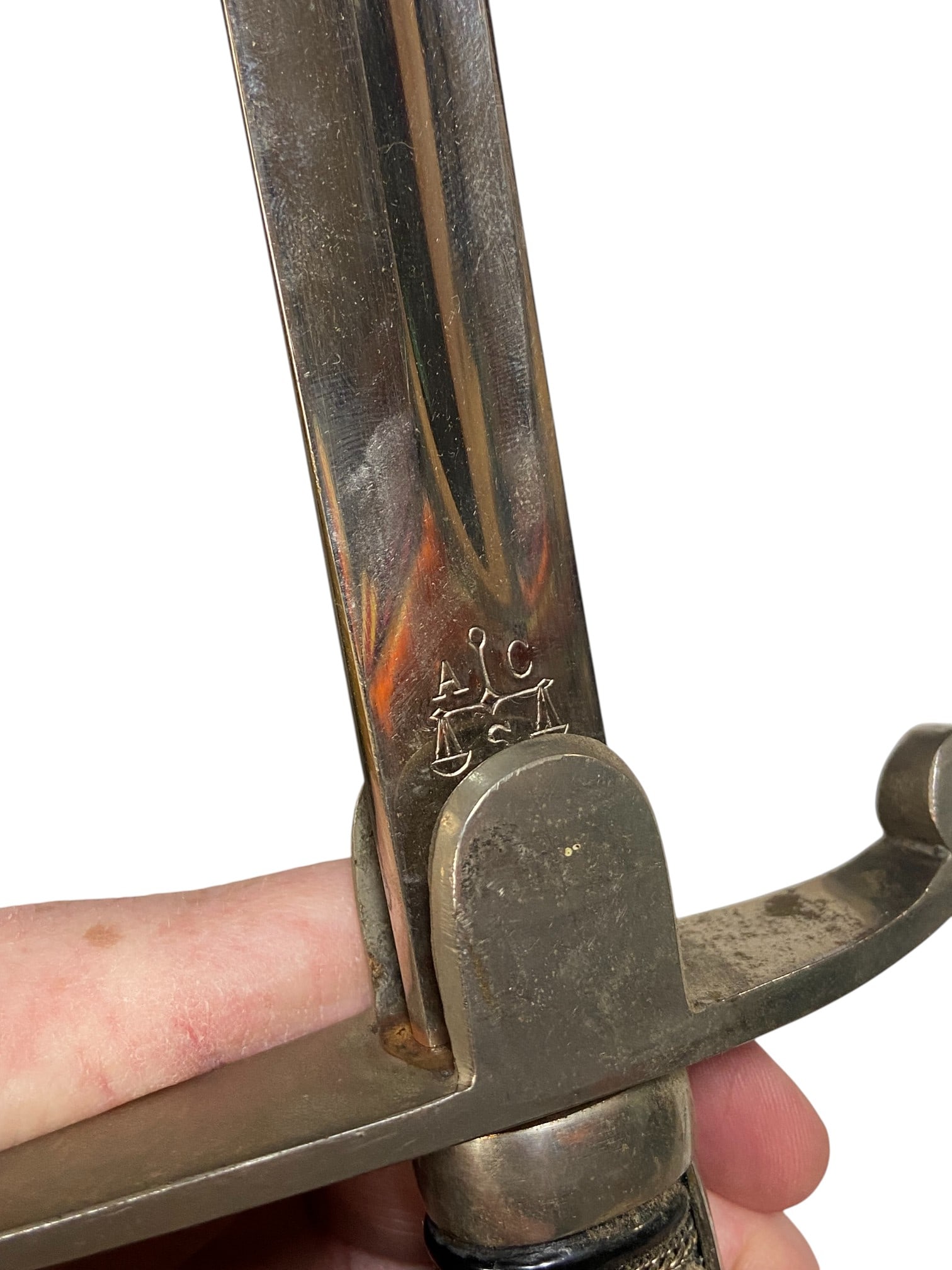 German WWII Army NCO Sword with Unit Marked Scabbard by Alcoso - 12