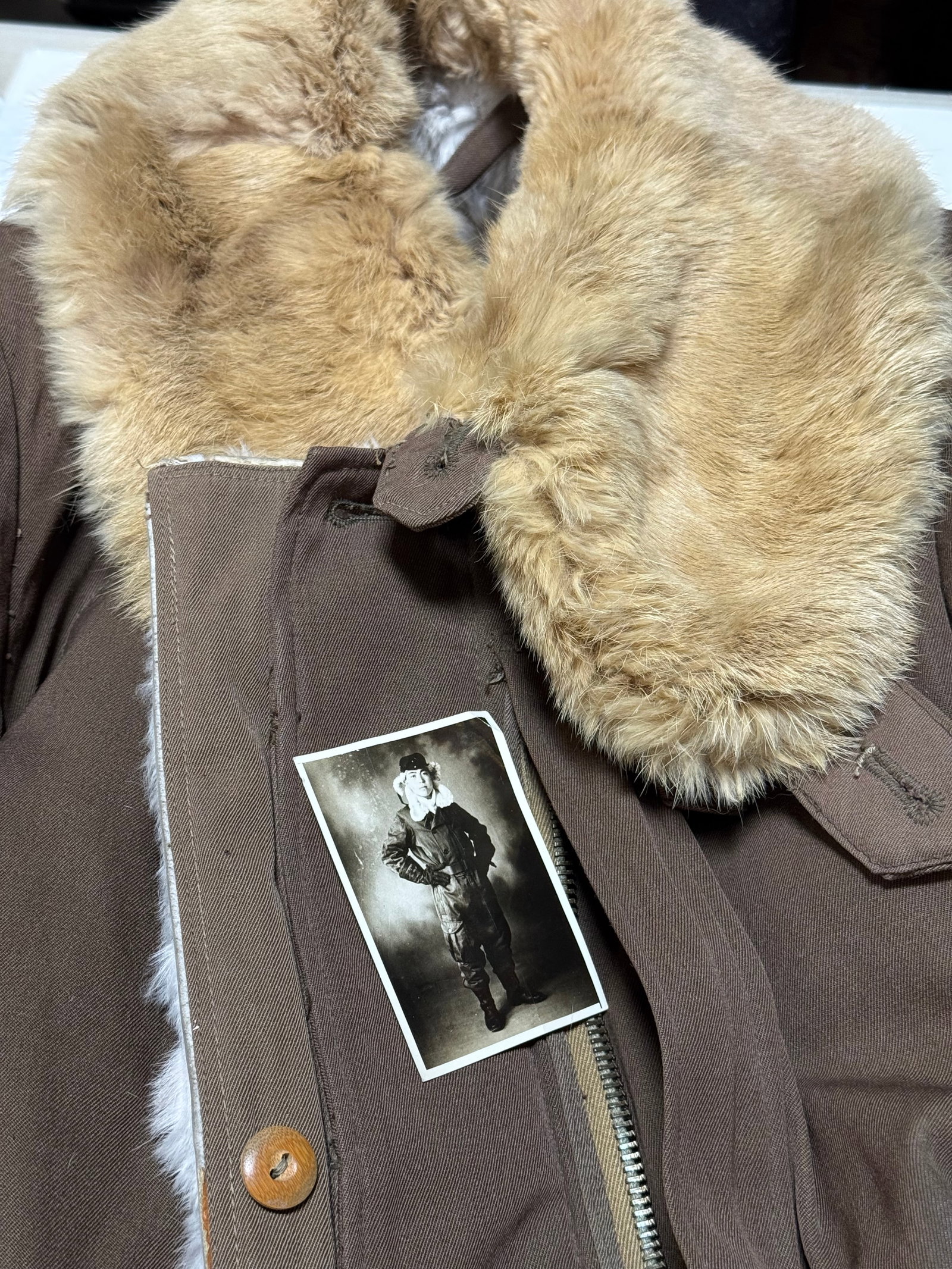 RARE Japanese WWII Zero Fighter Kamikaze Pilot Winter Rabbit Fur Lined Flight Jacket w/ Pilot Photo - 16