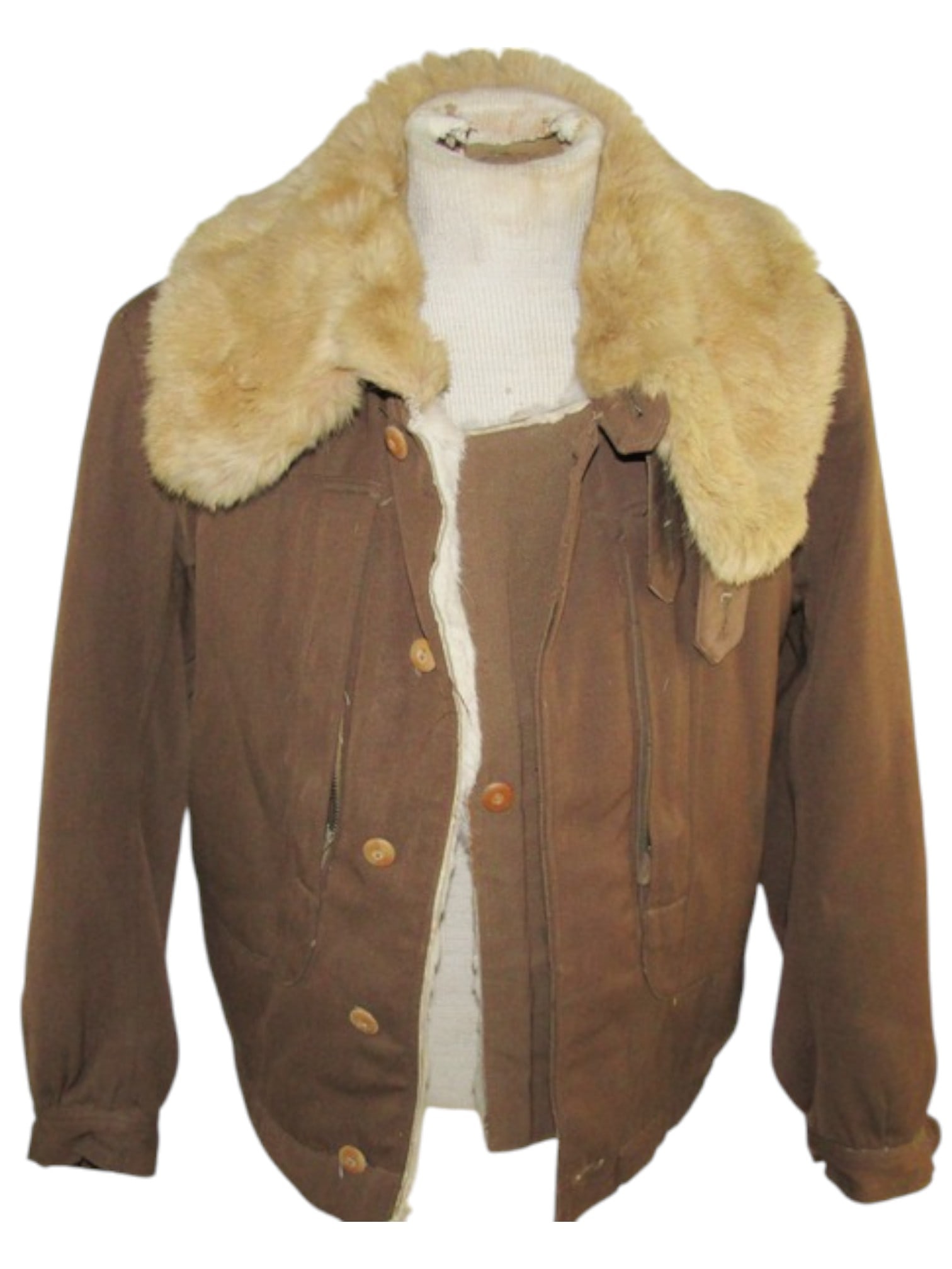 RARE Japanese WWII Zero Fighter Kamikaze Pilot Winter Rabbit Fur Lined Flight Jacket w/ Pilot Photo - 2