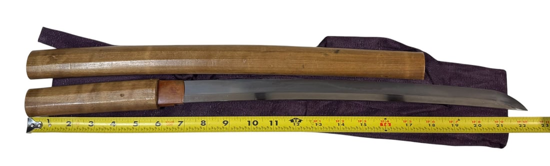 Japanese Edo-Period Wakizashi Sword - Gimei Signature, Shirasaya Mounts - 15