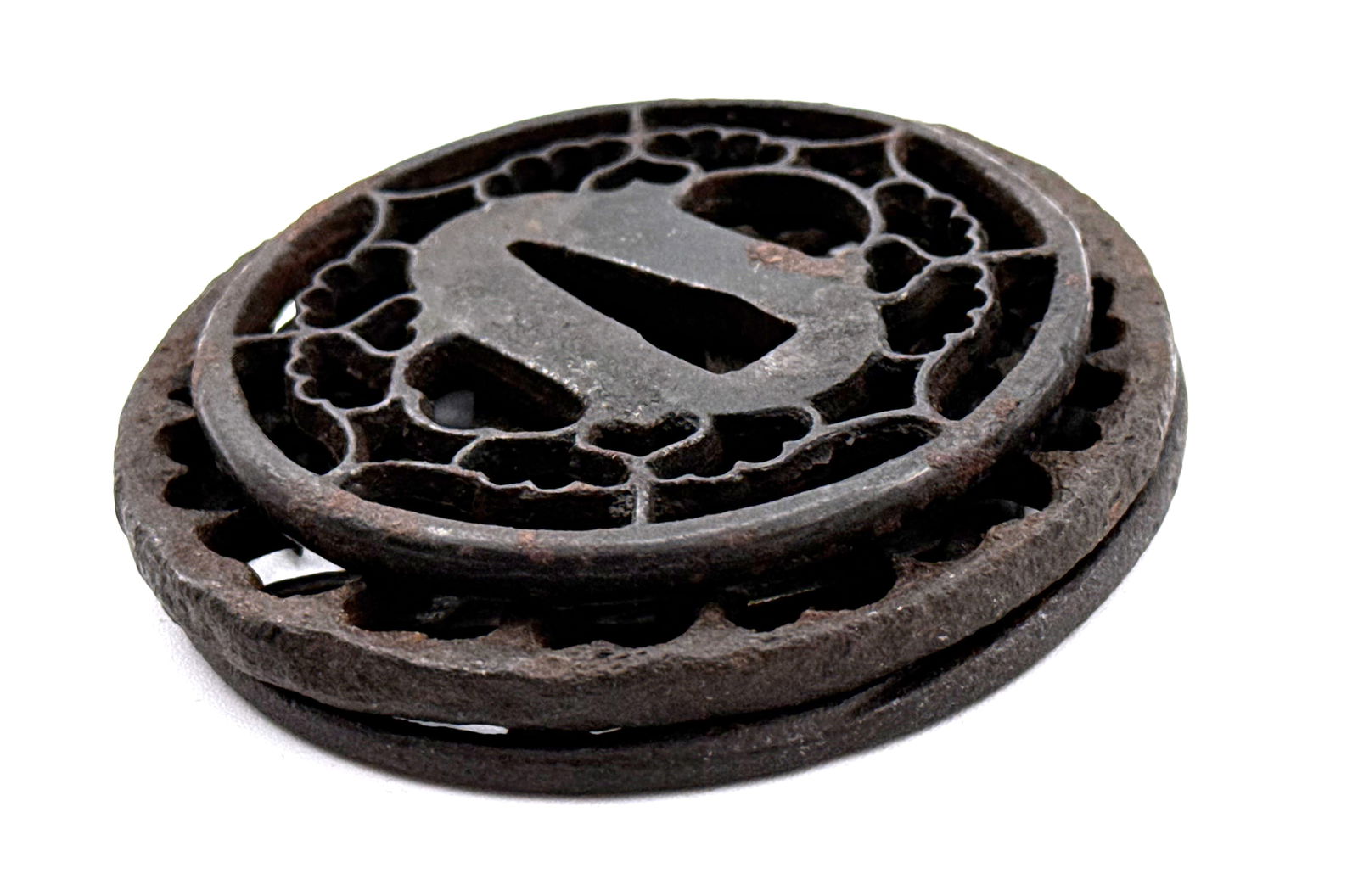 (3) Original Vintage Japanese Sword Guard (Tsuba) w/ Open Work Patterns - 4