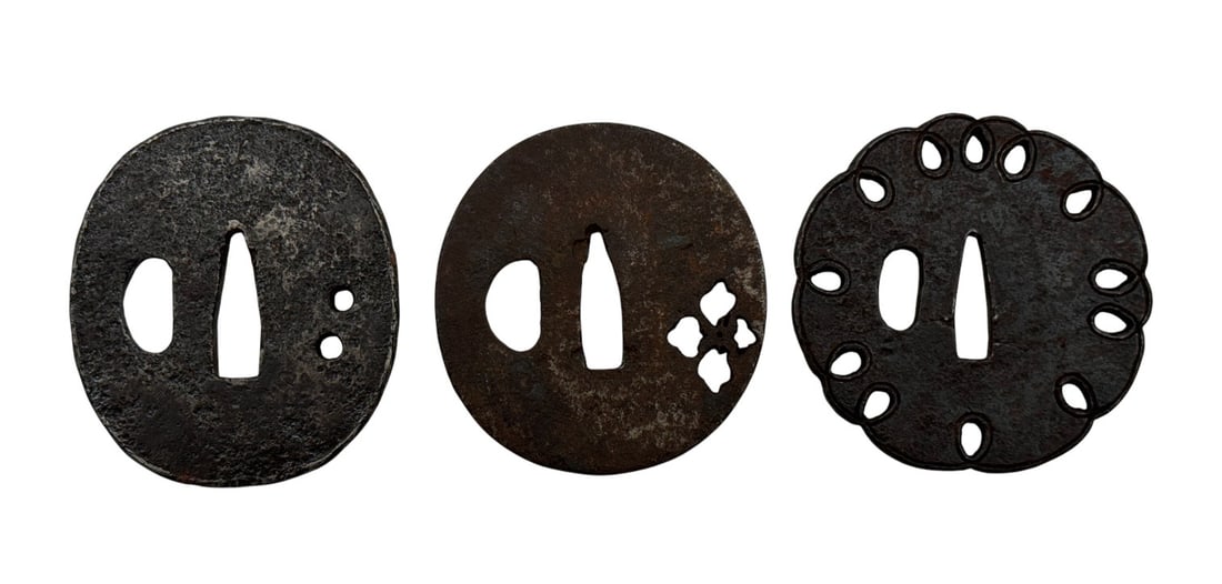 (3) Original Vintage Japanese Sword Guard (Tsuba) (1 of 4)