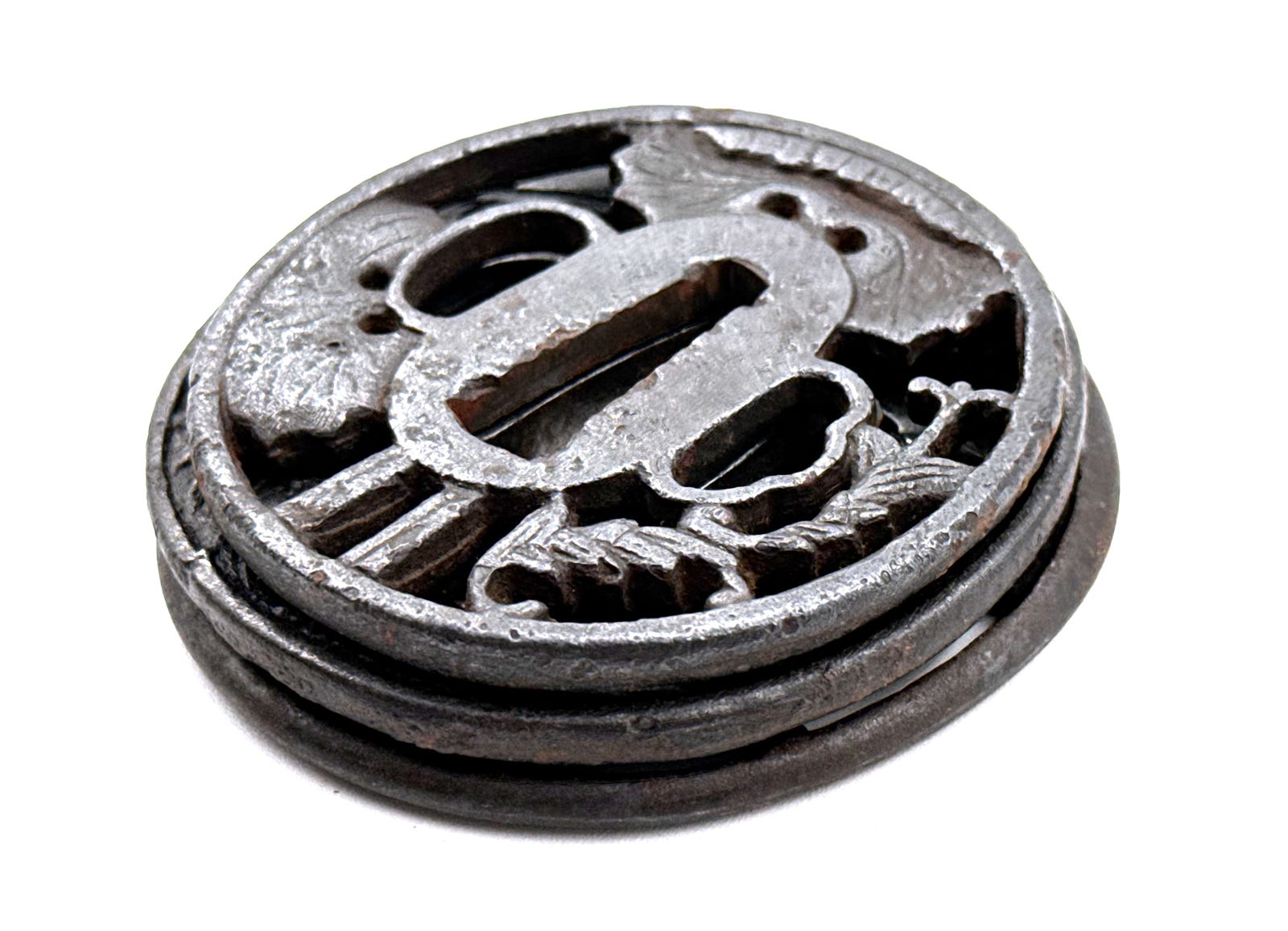 (3) Original Vintage Japanese Sword Guard (Tsuba) - 4