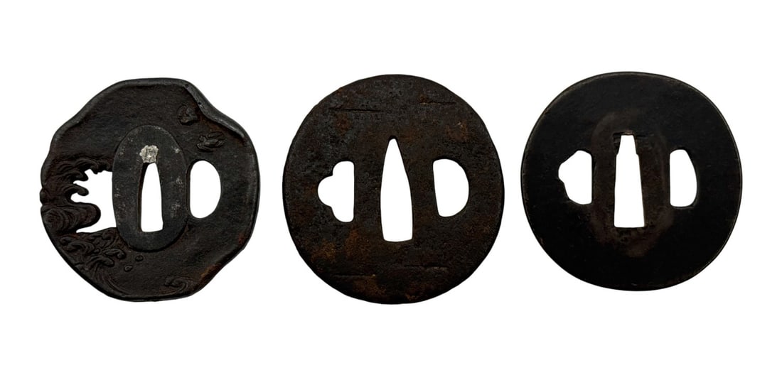 (3) Original Vintage Japanese Sword Guard (Tsuba) (1 of 4)