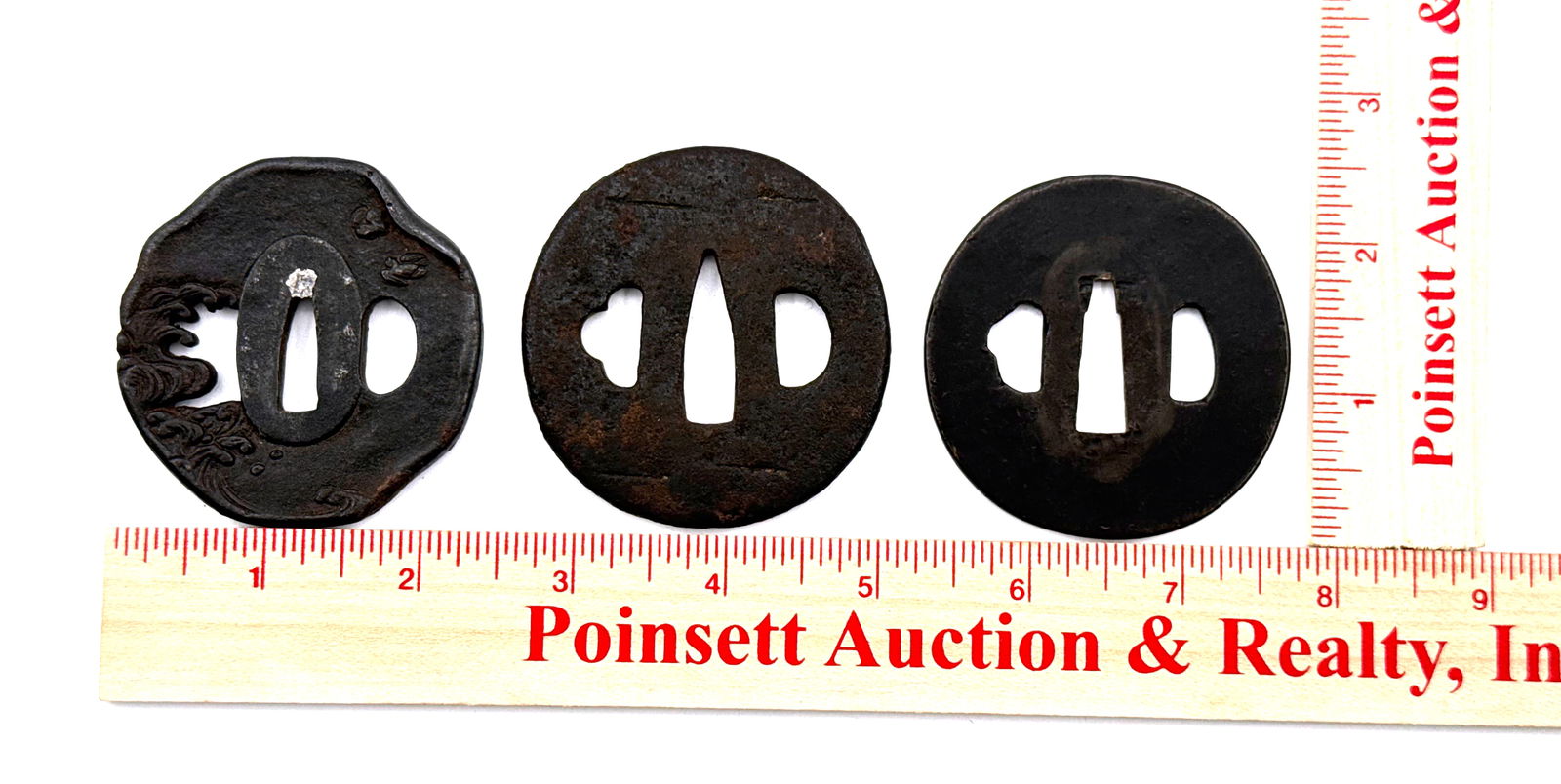(3) Original Vintage Japanese Sword Guard (Tsuba) - 2