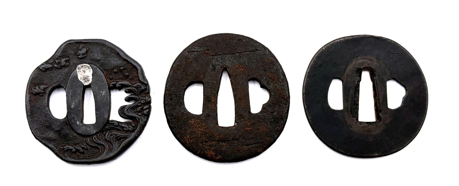 (3) Original Vintage Japanese Sword Guard (Tsuba) - 3