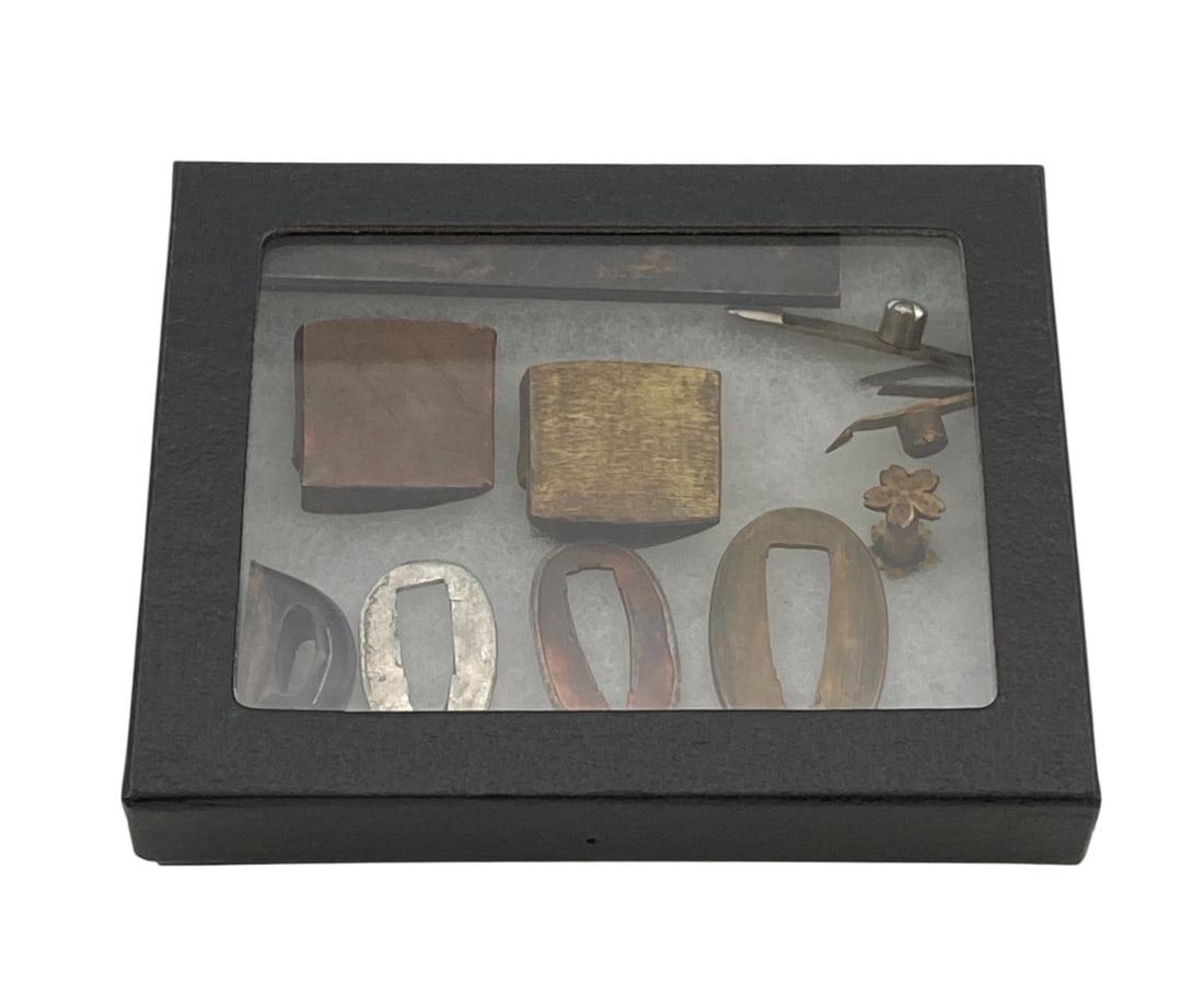 Collection of Original Japanese Sword Parts in Riker Case (1 of 4)