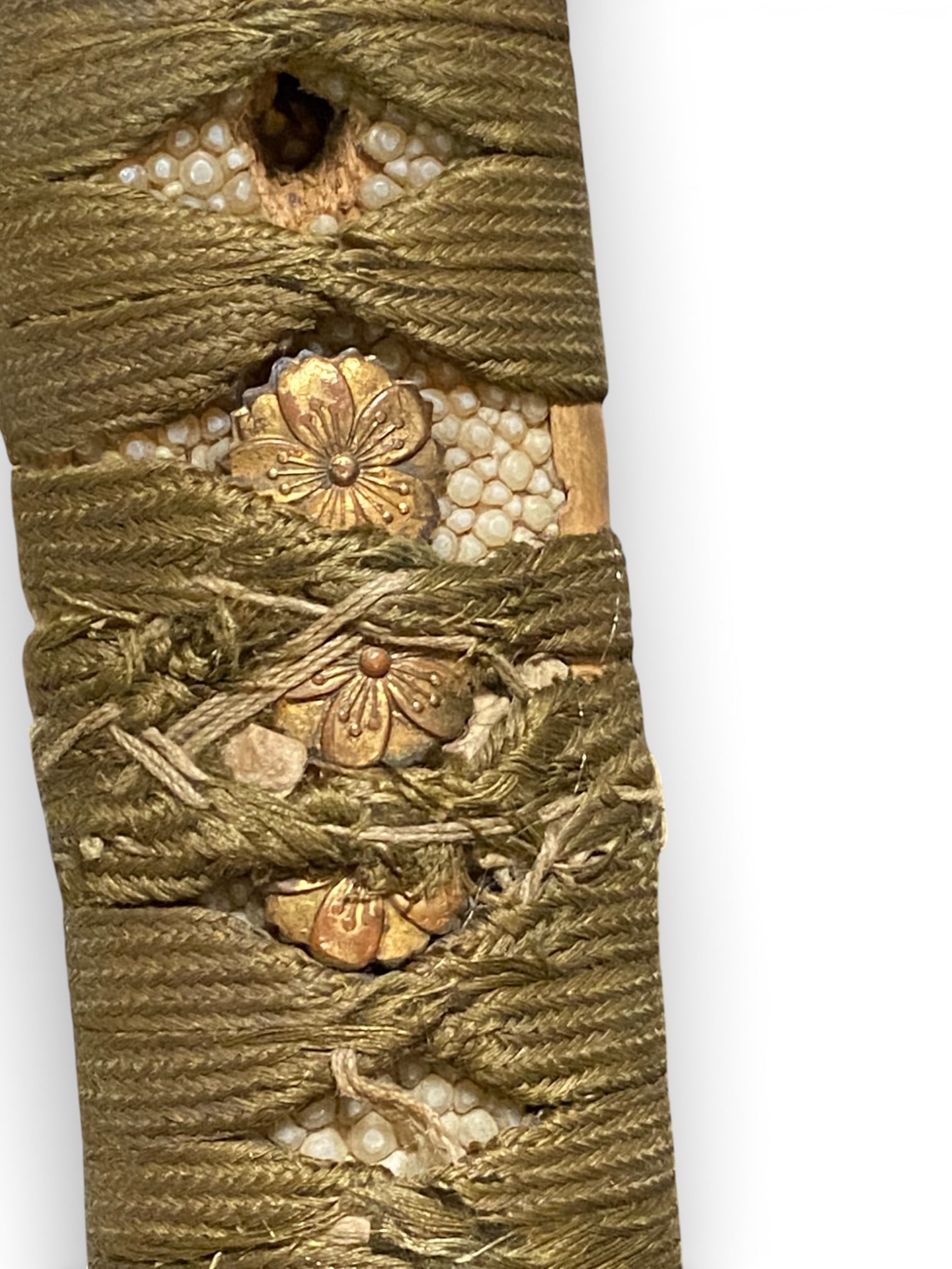 Original Japanese Military WWII Type 98 Shin-Gunto Katana Tsuka (Handle) w/Family Crest & Tassel - 7