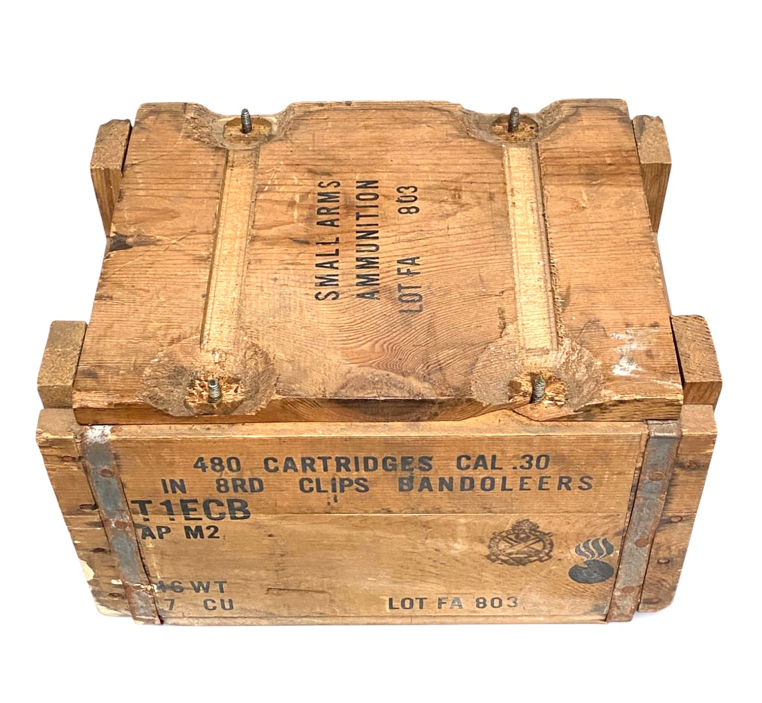 (2) WWII M1 Garand Empty Ammo Crates and Saudi Arabia Explosive Plank - 3