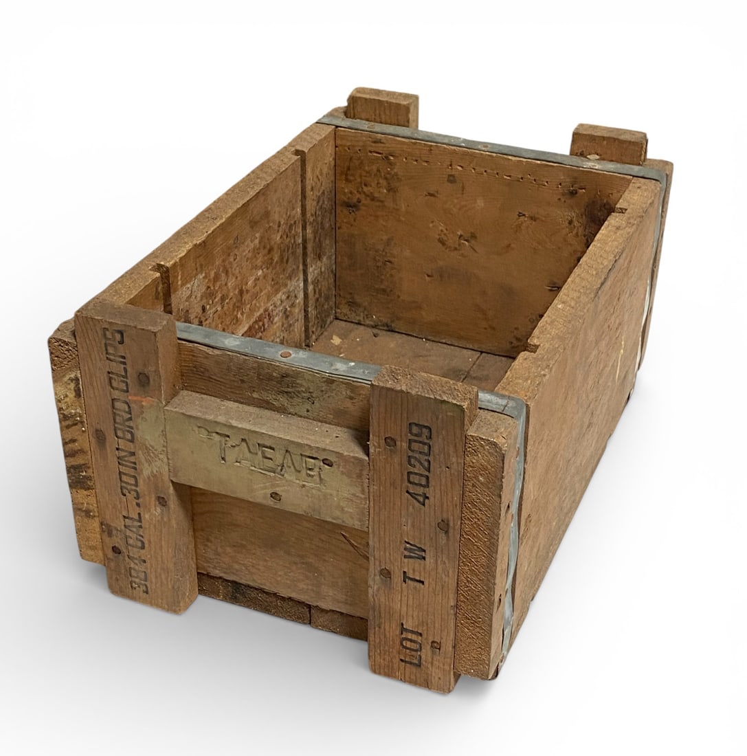 (2) WWII M1 Garand Empty Ammo Crates and Saudi Arabia Explosive Plank - 8