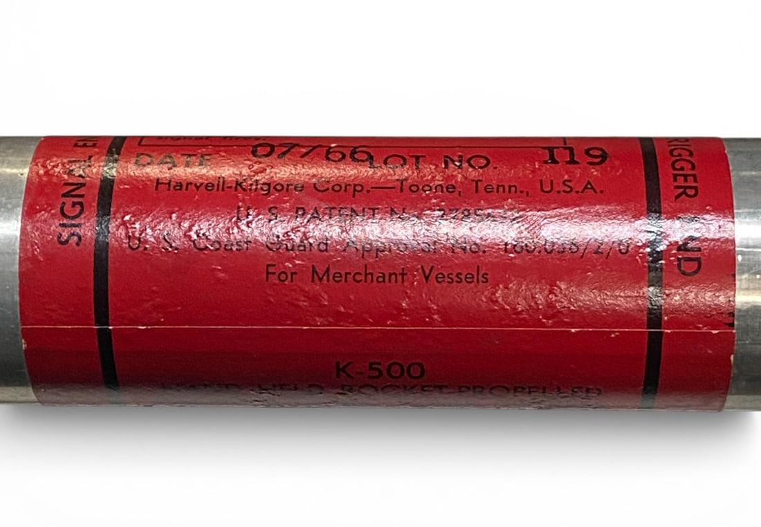 1966 Harvell-Kilgore K-500 Parachute Red Signal Flare Canister - 3