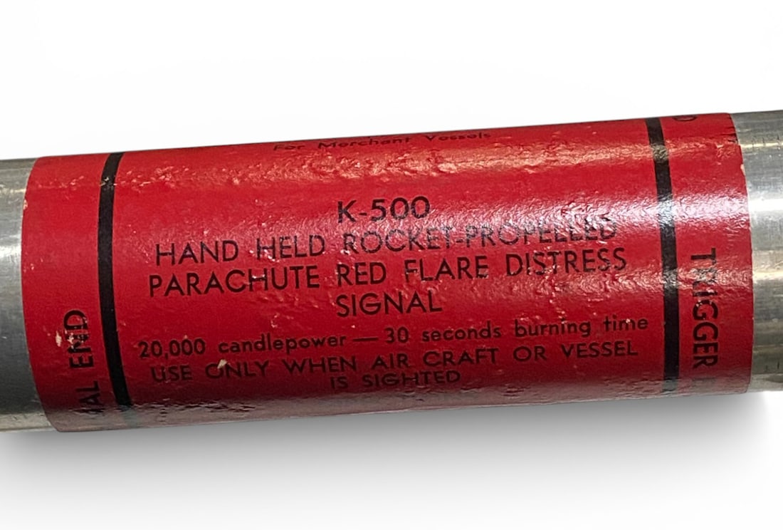 1966 Harvell-Kilgore K-500 Parachute Red Signal Flare Canister - 4