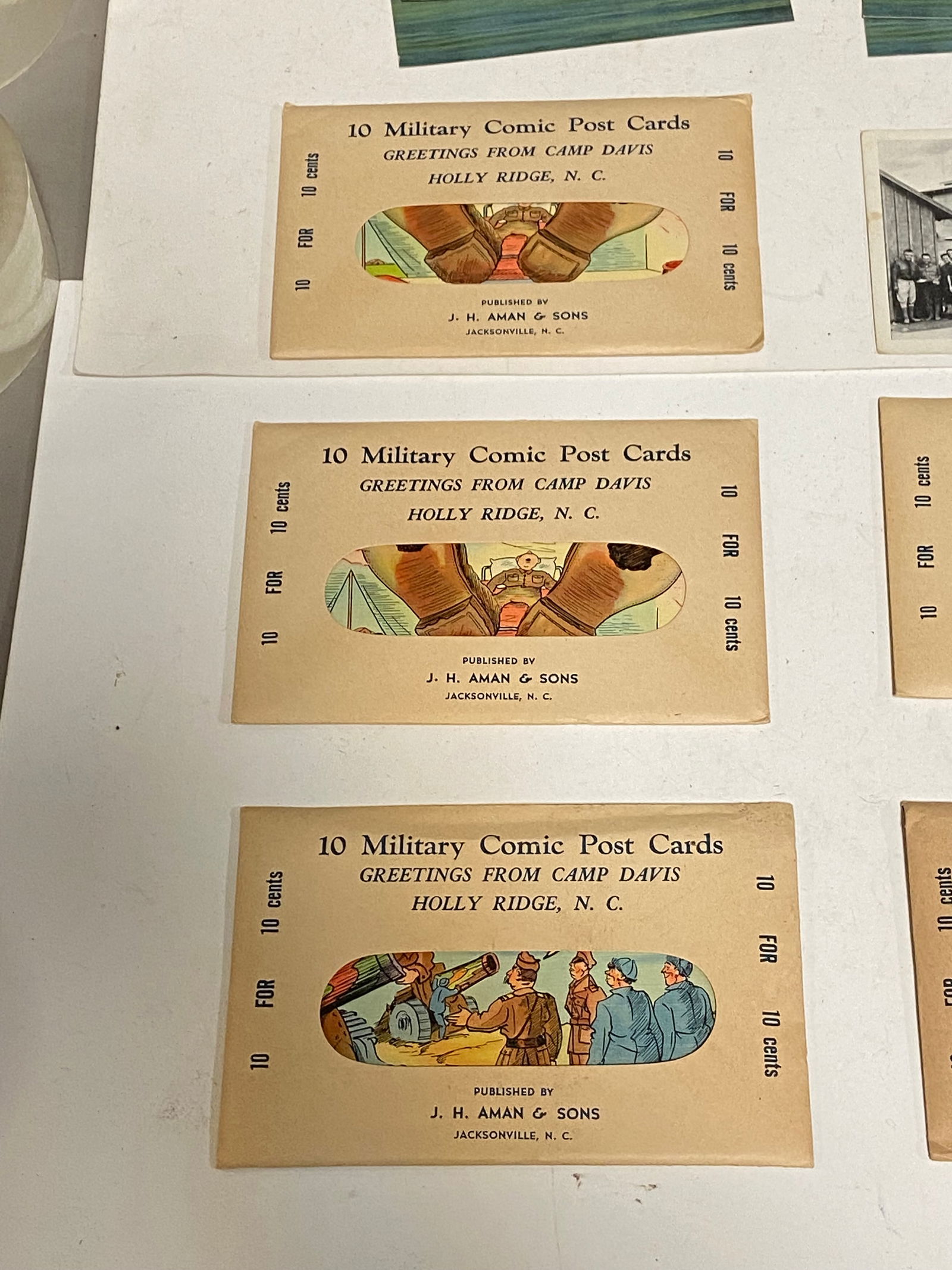 Sealed (7) Sets of (10) Military Comic Postcards Published by J.H. Aman & Sons. And More Postcard... - 2