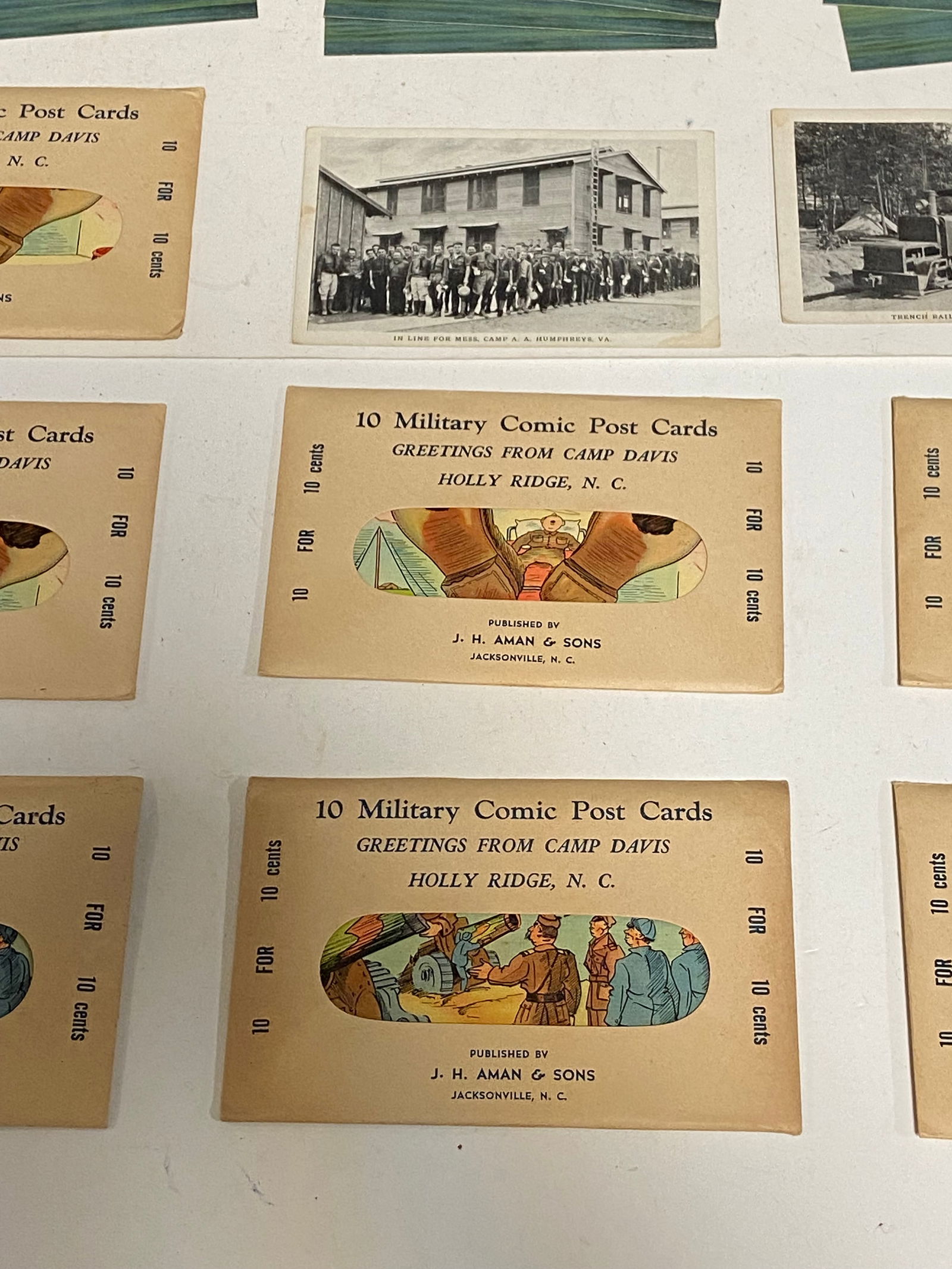 Sealed (7) Sets of (10) Military Comic Postcards Published by J.H. Aman & Sons. And More Postcard... - 3