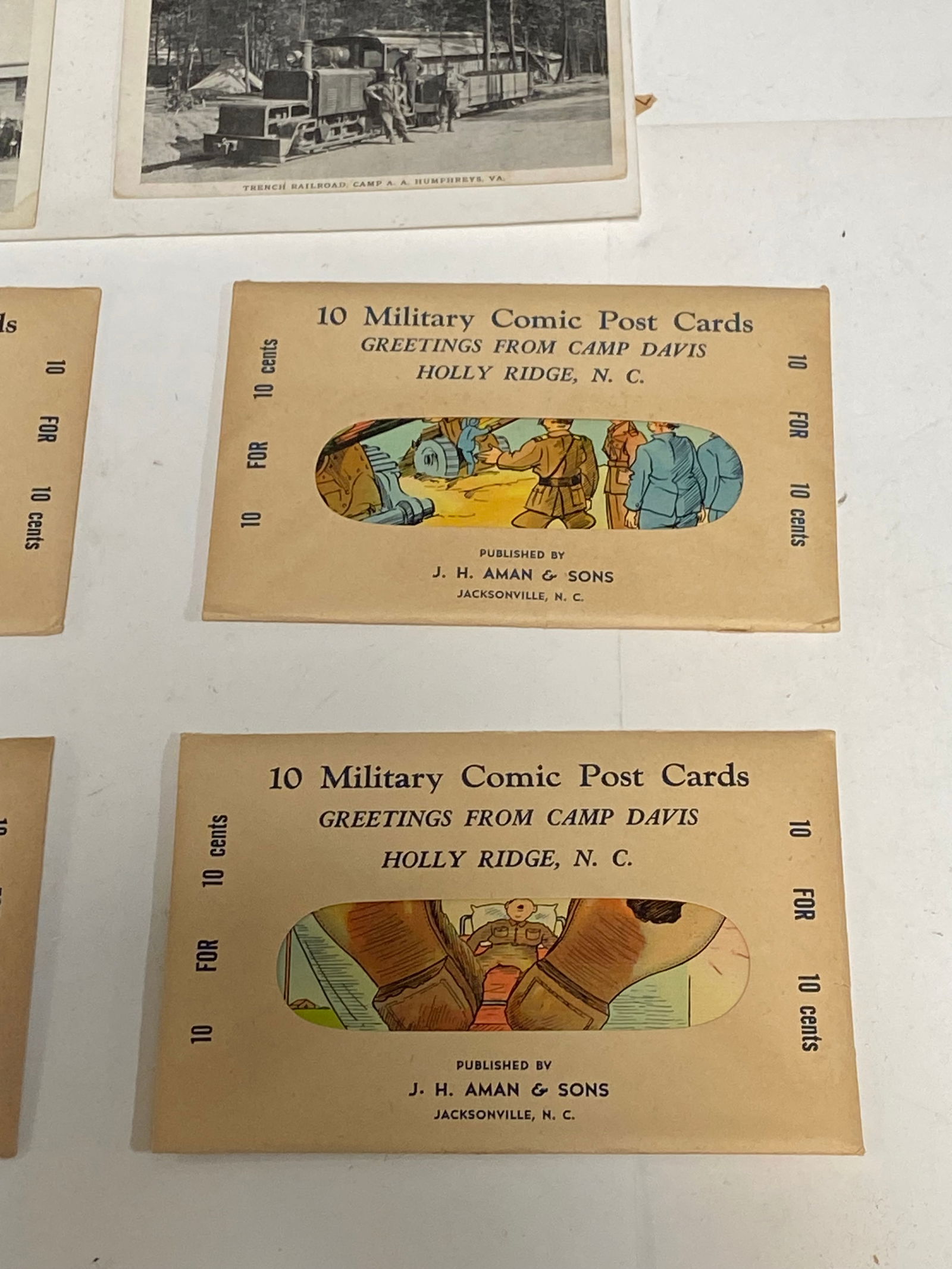 Sealed (7) Sets of (10) Military Comic Postcards Published by J.H. Aman & Sons. And More Postcard... - 5