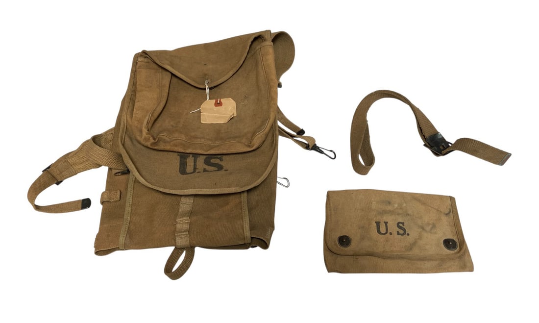 Nice WWI Type USMC Bayless Pack with American Red Cross Medical Bag: Marked Long/9-18, with additional strap and pouch 