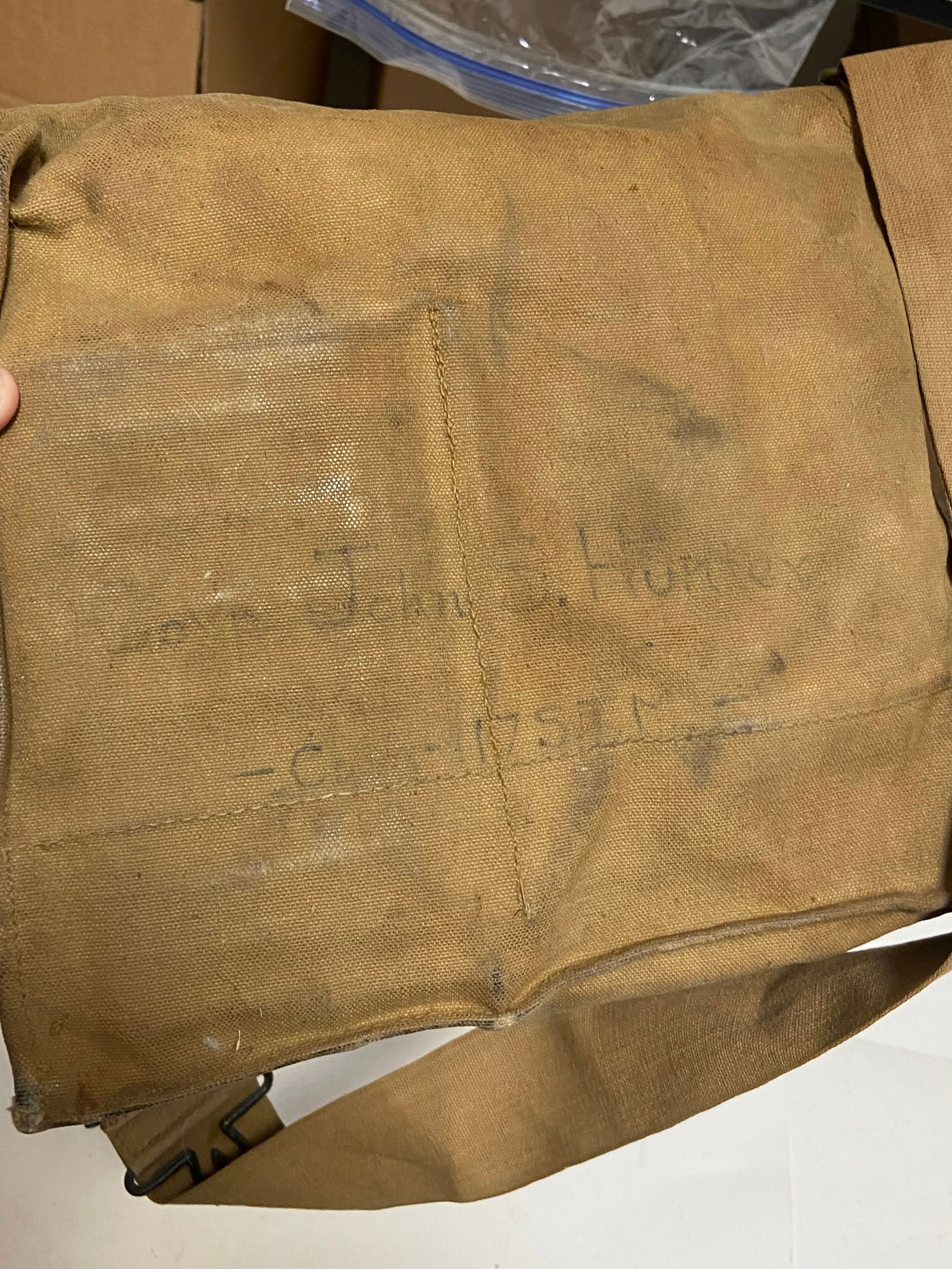 WWI Gas Mask & Mess Kit Grouping Named to John S. Hunter - 4