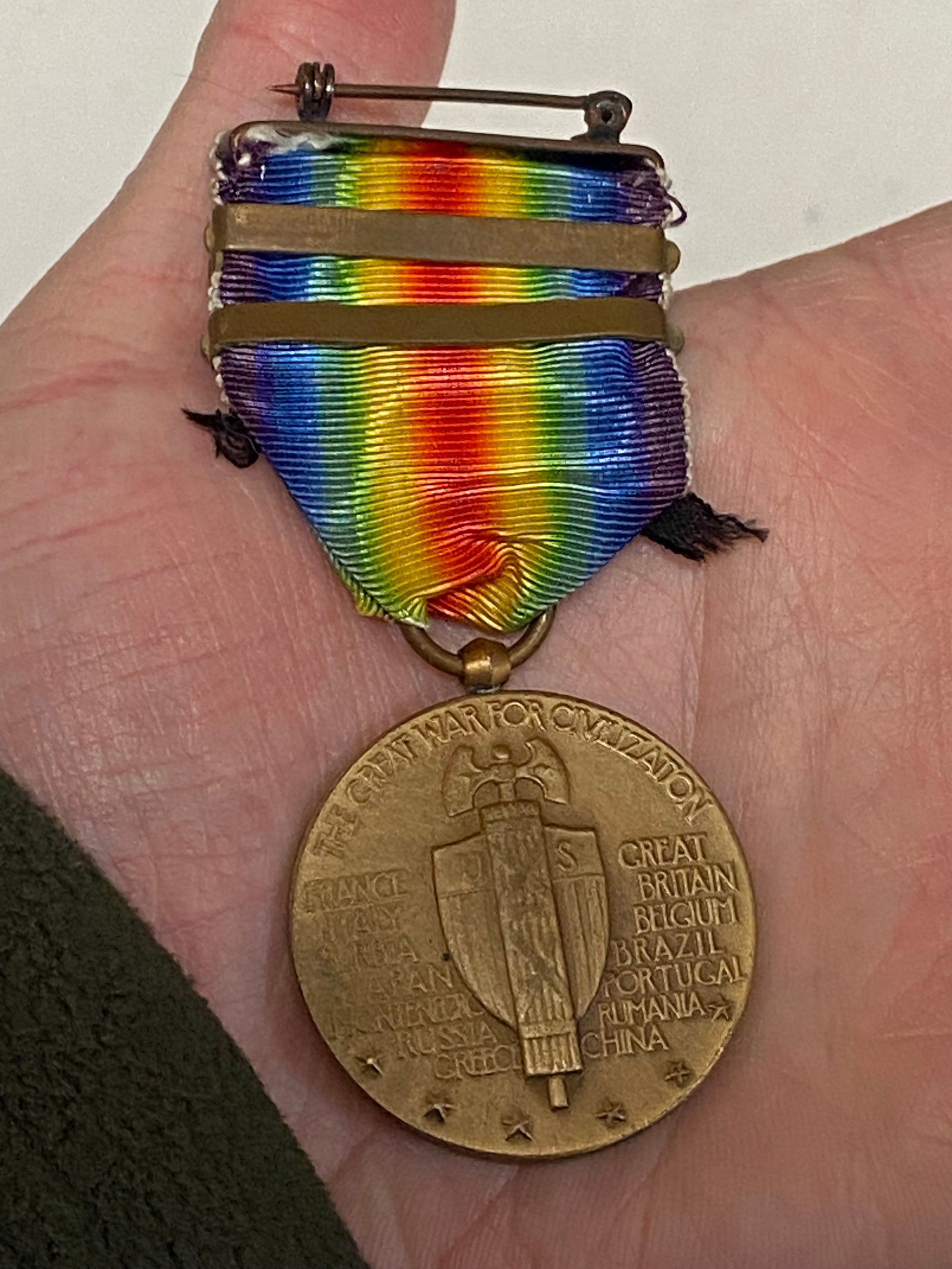 WWI US Service Medal with Campaign Bars in Box - 5