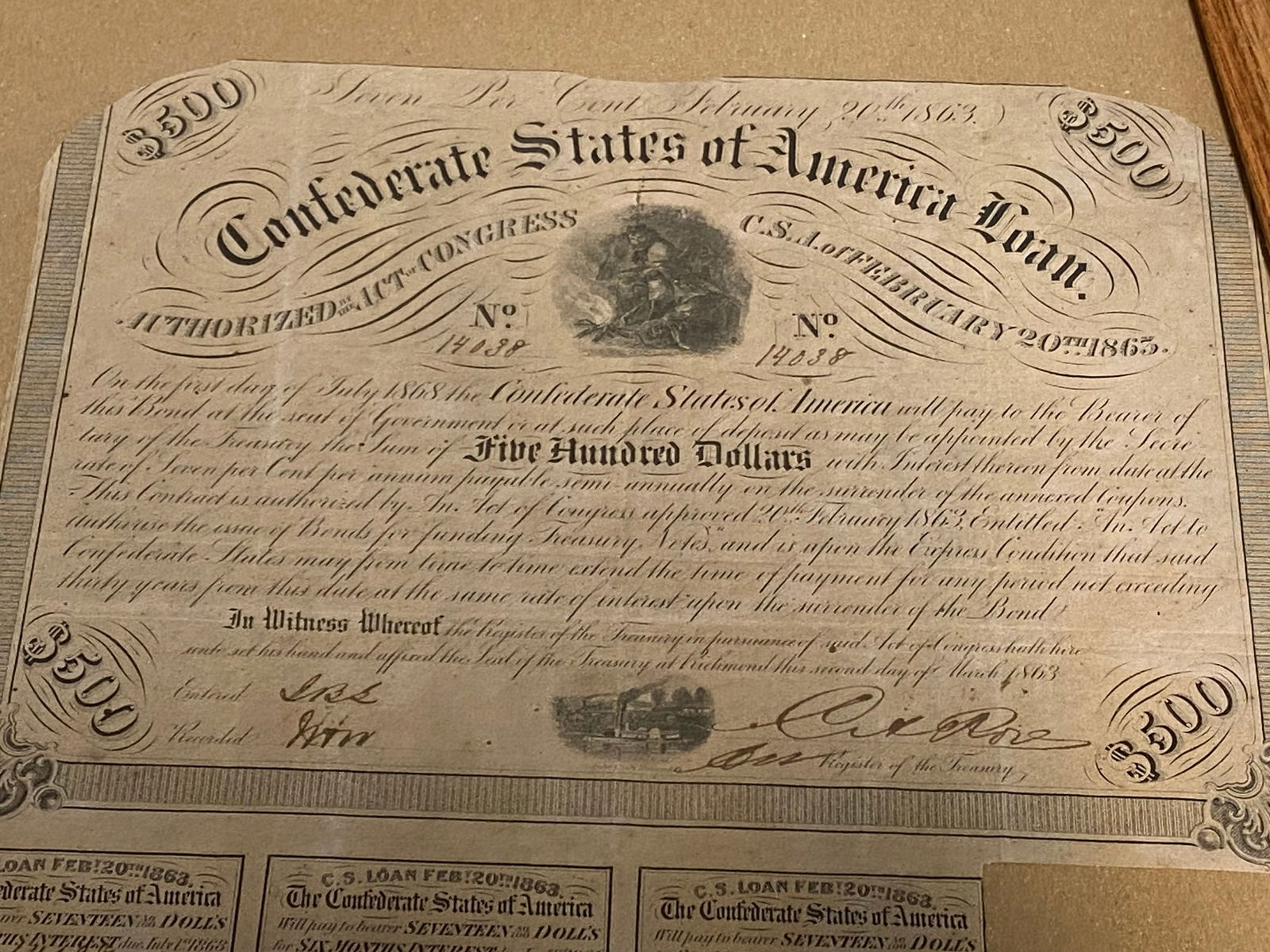 Civil War Era Currency in Riker and Frame - 3