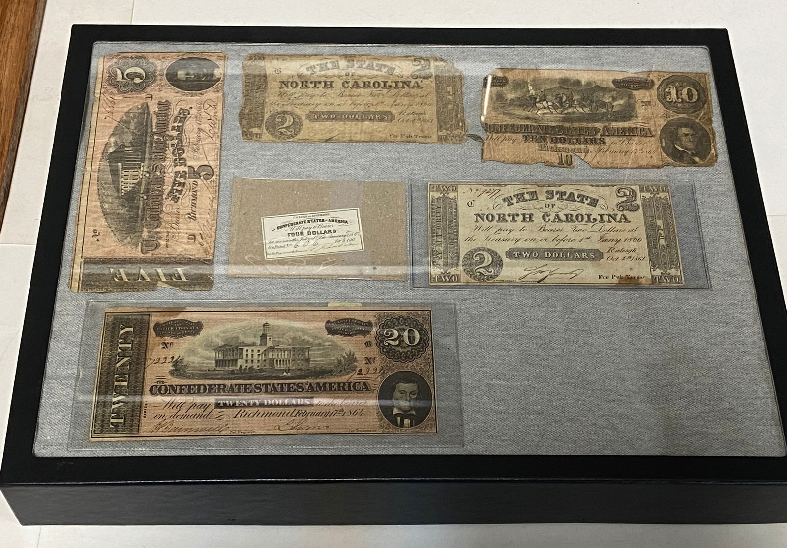 Civil War Era Currency in Riker and Frame - 5