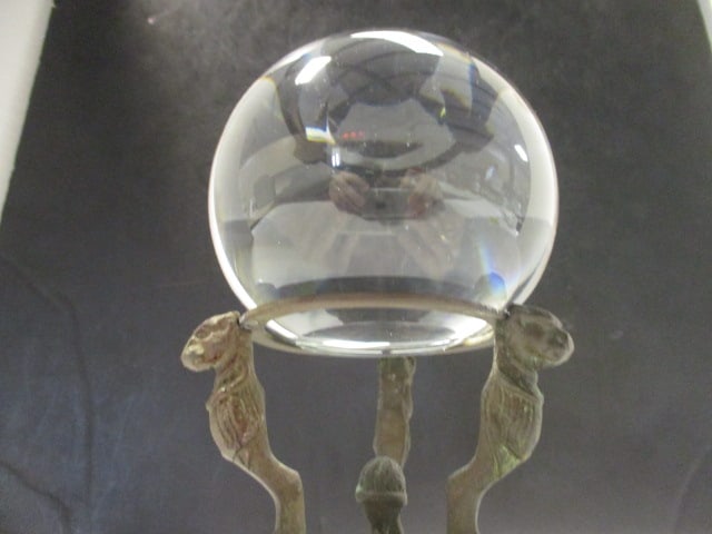 Art Nouveau Crystal Orb on Metal Stand - 3
