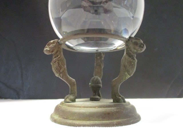 Art Nouveau Crystal Orb on Metal Stand - 4