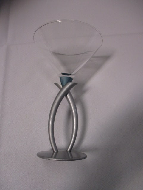 4 Sapphire Blue and Metal Crystal Martini Stem Glasses - 14