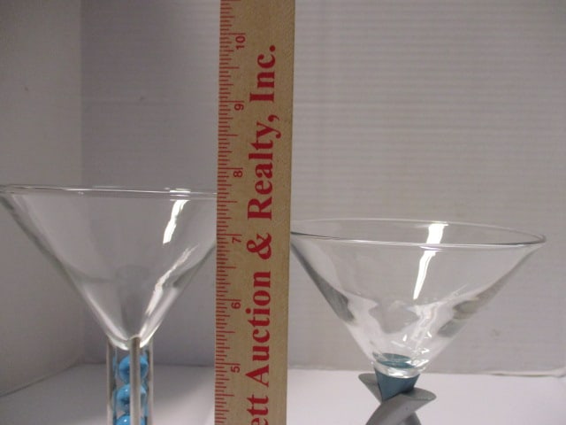 4 Sapphire Blue and Metal Crystal Martini Stem Glasses - 17