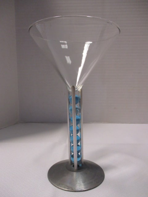 4 Sapphire Blue and Metal Crystal Martini Stem Glasses - 8