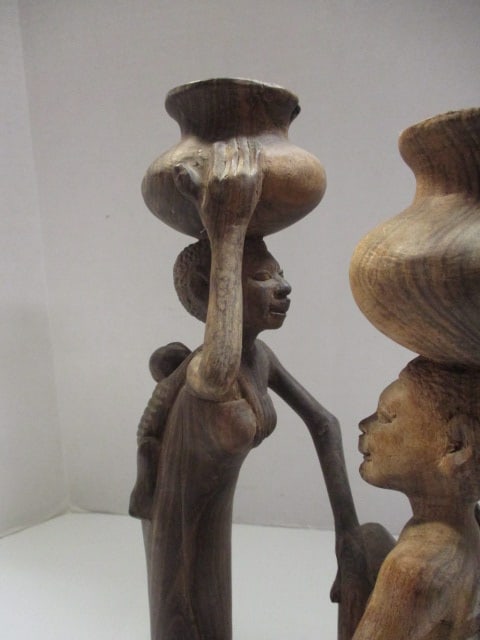 African Handcarved Wood Sculpture - Signed - 4