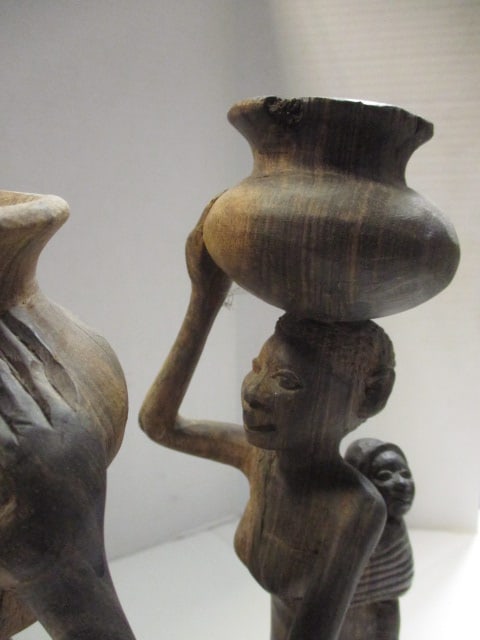 African Handcarved Wood Sculpture - Signed - 7