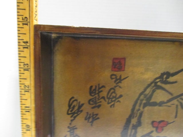 Asian Plum Blossom Wood Serving Tray - 4