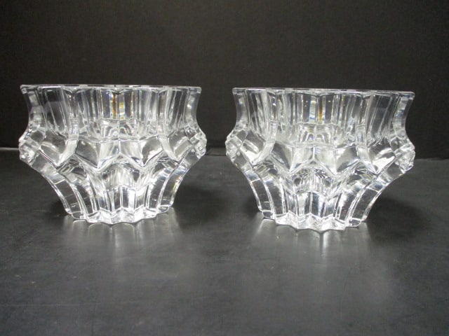 Pair of Vintage Crystal Candle Holders and Lead Crystal Heart Vase - 2