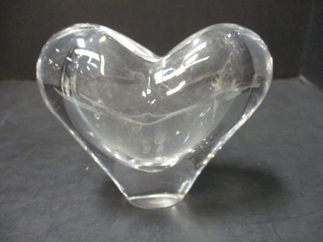 Pair of Vintage Crystal Candle Holders and Lead Crystal Heart Vase - 6