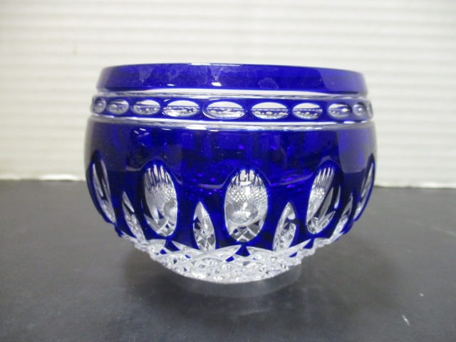 Waterford Crystal Cobalt Blue "Clarendon" Votive Candle Holder: 3 1/2" x 3" 