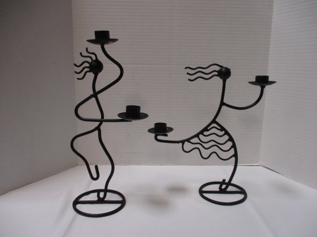 2 Art Deco Metal Candle Holders and Aged Brass Horse Figurine - 10