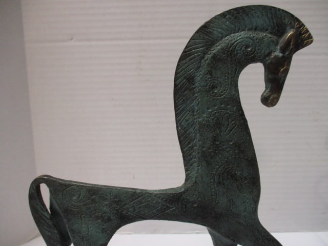 2 Art Deco Metal Candle Holders and Aged Brass Horse Figurine - 4