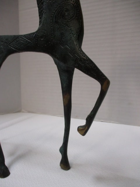 2 Art Deco Metal Candle Holders and Aged Brass Horse Figurine - 5