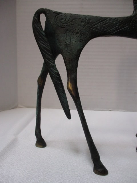 2 Art Deco Metal Candle Holders and Aged Brass Horse Figurine - 6