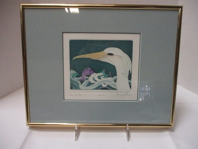 Framed and Matted "Sea To See" Watercolor Print Art - Signed and Numbered: 14 1/4" x 11 1/4", see pictures and preview for signature