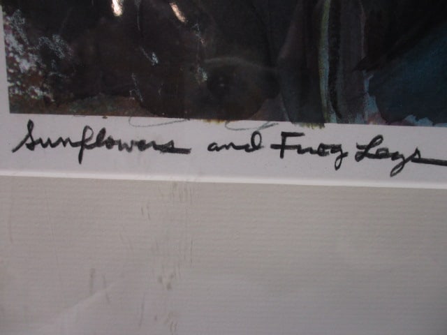 Matted "Sunflowers and Frog Legs" Watercolor Art Print - Signed by Artist - 4