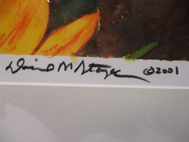 Matted "Sunflowers and Frog Legs" Watercolor Art Print - Signed by Artist - 5