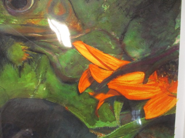 Matted "Sunflowers and Frog Legs" Watercolor Art Print - Signed by Artist - 8