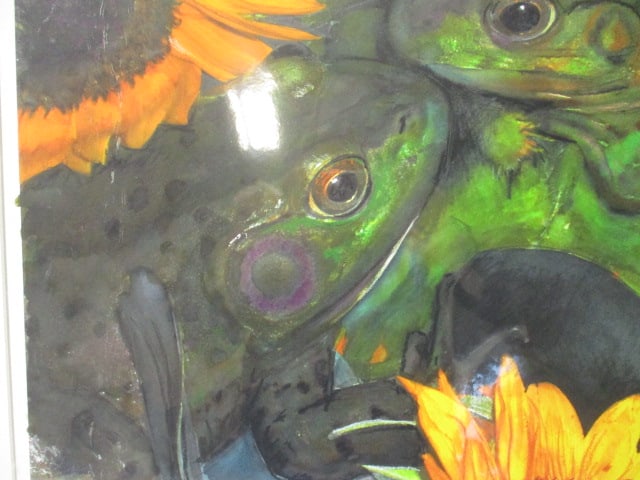 Matted "Sunflowers and Frog Legs" Watercolor Art Print - Signed by Artist - 9