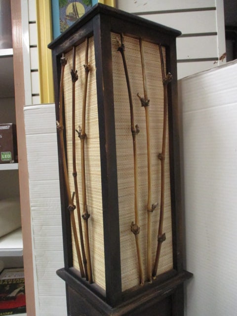Bamboo and Wood Lamp with Door and Shelf - 3
