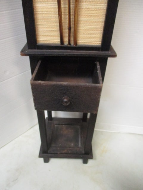 Bamboo and Wood Lamp with Door and Shelf - 5