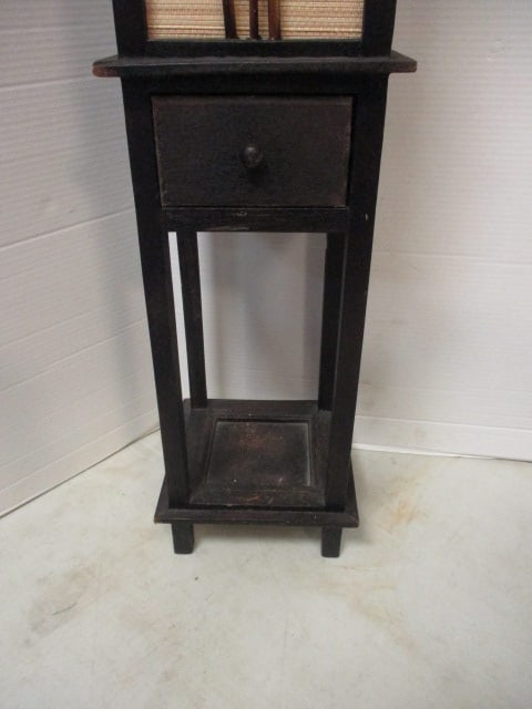 Bamboo and Wood Lamp with Door and Shelf - 6