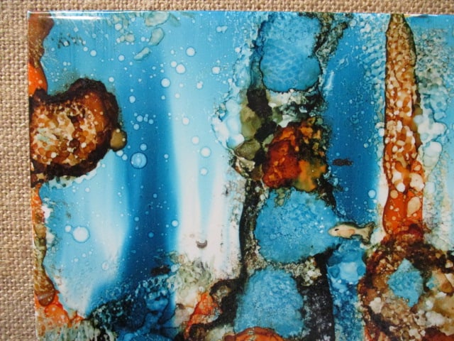 Abstract Textured Art Mounted on Burlap Frame - Signed "ch" - 2