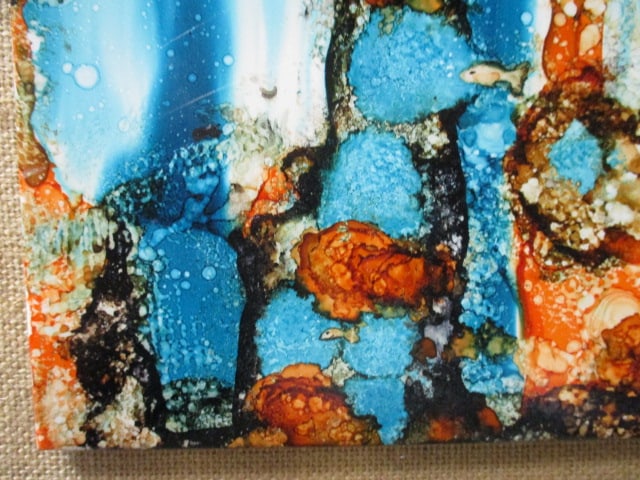 Abstract Textured Art Mounted on Burlap Frame - Signed "ch" - 3